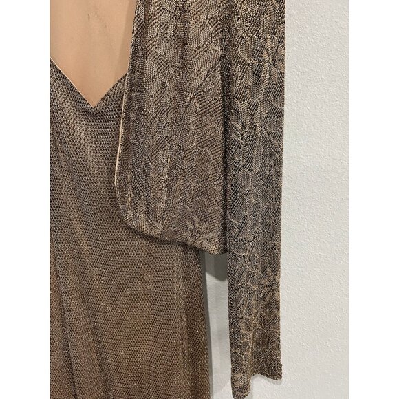 Onyx Nite Brown 2 Piece Evening Gown Jacket Spaghetti Straps Size L Shiny Finish - Picture 7 of 12